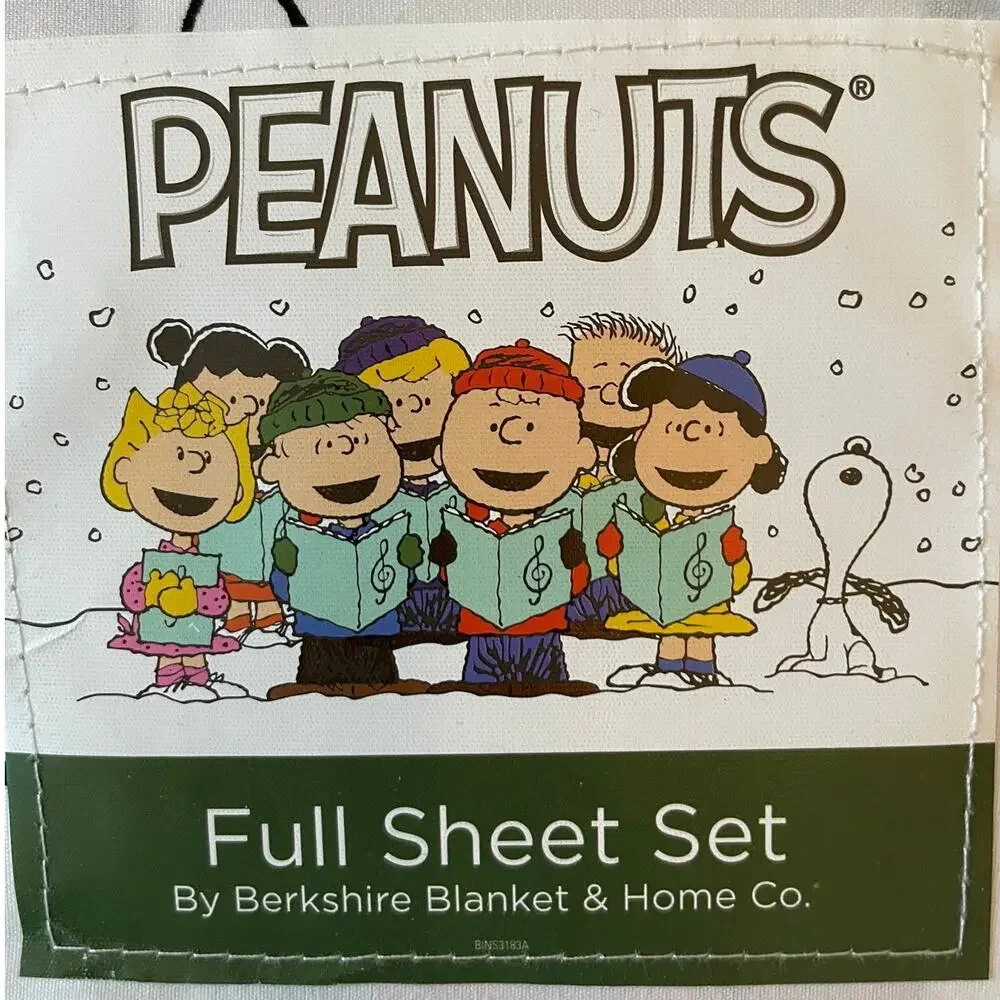 Peanuts Snoopy & Woodstock PLAID Doghouse Christmas Tree FULL Sheet Set New